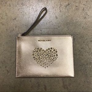Michael Kors Jet Set heart studded XL Wristlet